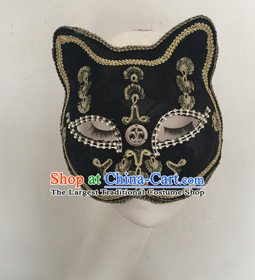 Top Halloween Stage Show Accessories Black Cat Mask Brazilian Carnival Catwalks Face Masks