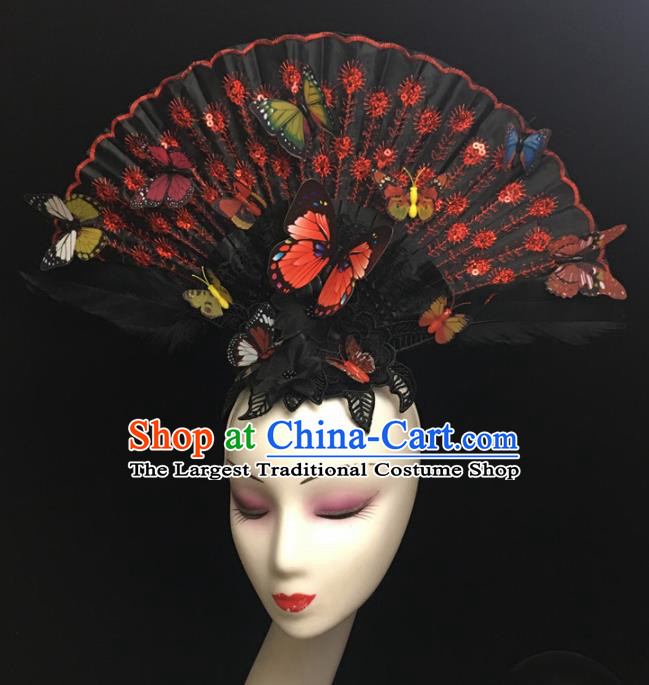 Chinese Stage Show Black Hair Accessories Traditional Catwalks Palace Headdress for Women