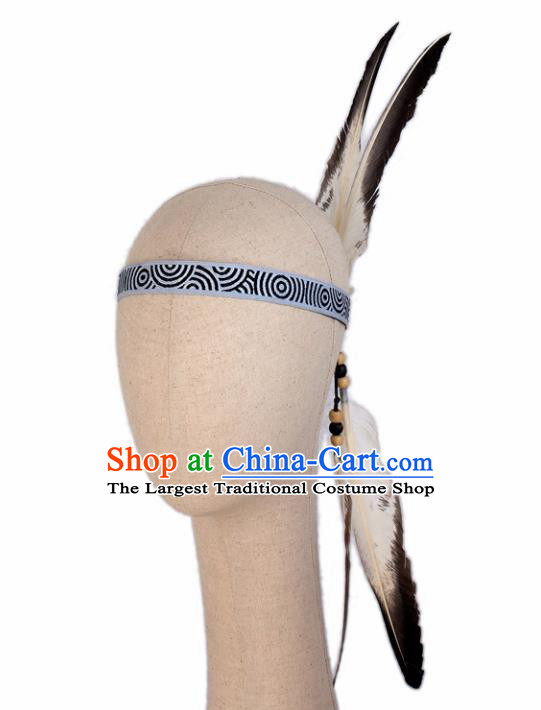 Top Halloween Stage Show Feather Hair Accessories Catwalks Primitive Tribe Hair Clasp for Women