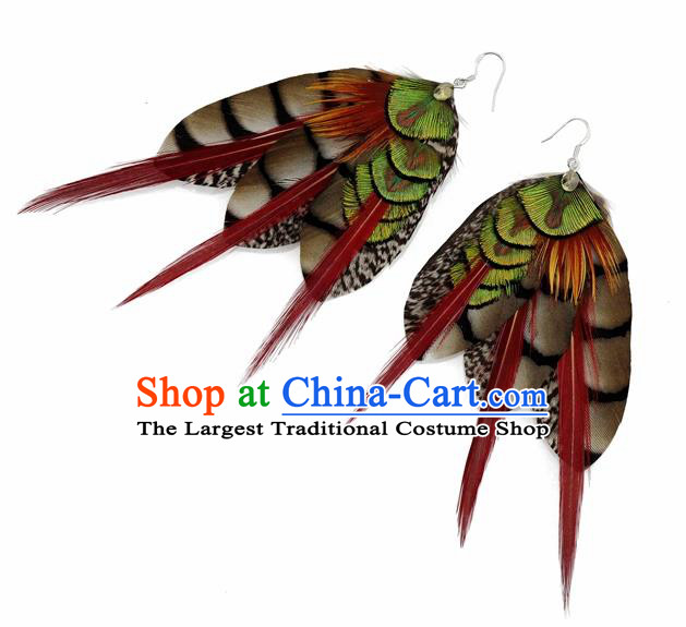 Top Halloween Feather Ear Accessories Carnival Catwalks Earrings for Women