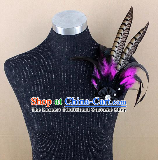 Handmade Feather Breastpin Stage Show Accessories Peacock Feather Brooch for Women