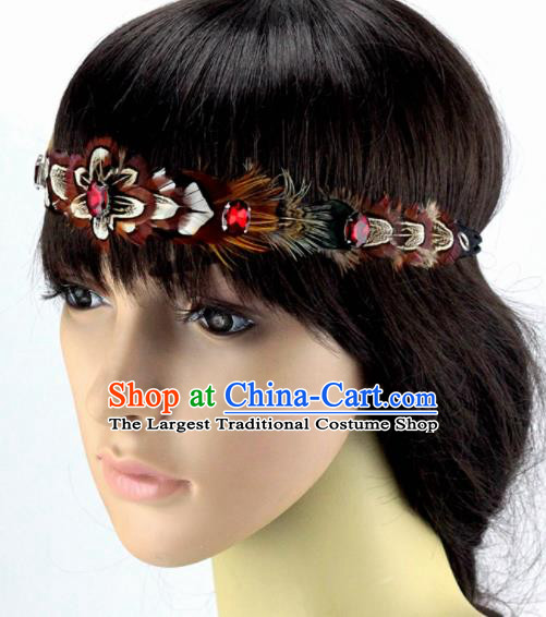 Handmade Carnival Feather Headband Miami Stage Show Feather Hair Accessories for Women