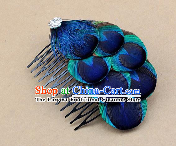 Handmade Carnival Feather Hair Comb Miami Stage Show Feather Hair Accessories for Women