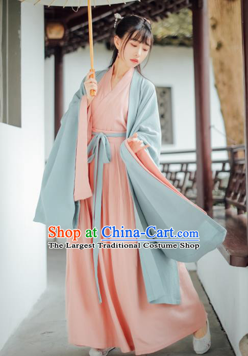 Chinese Traditional Jin Dynasty Swordswoman Historical Costumes Ancient Princess Hanfu Dress for Women