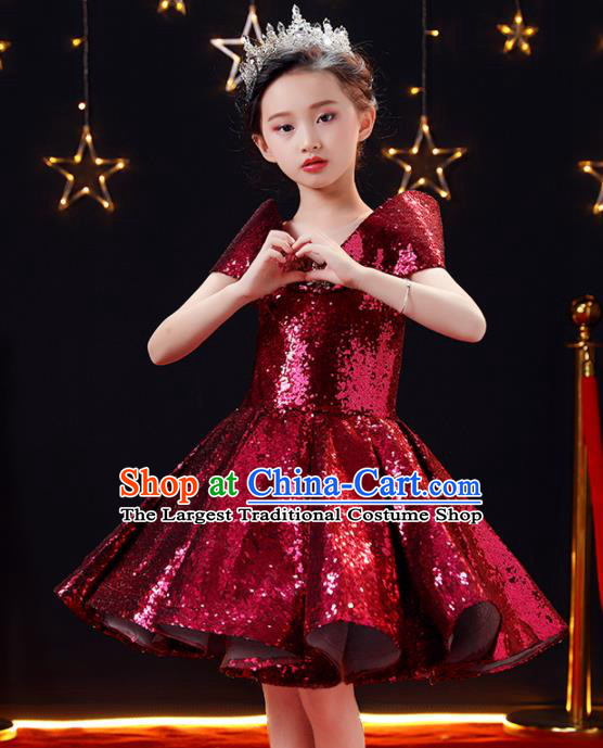 Top Modern Dance Costume Children Opening Dance Compere Catwalks Performance Bubble Full Dress for Girls Kids