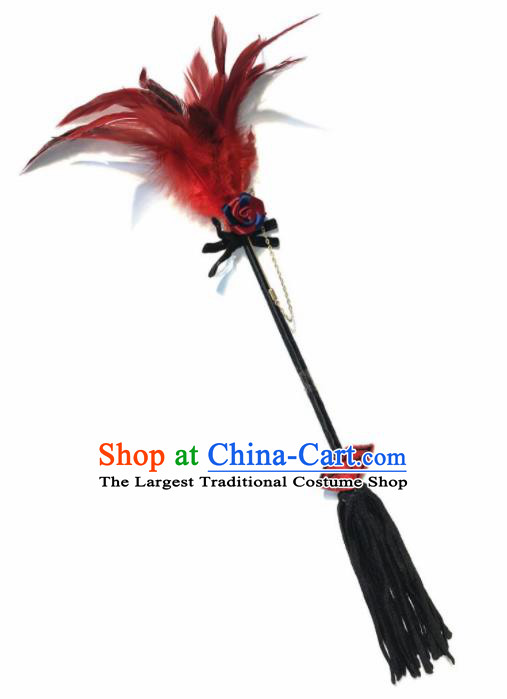 Top Stage Show Red Feather Props Brazilian Carnival Fancy Dress Ball Catwalks Magic Stick for Women