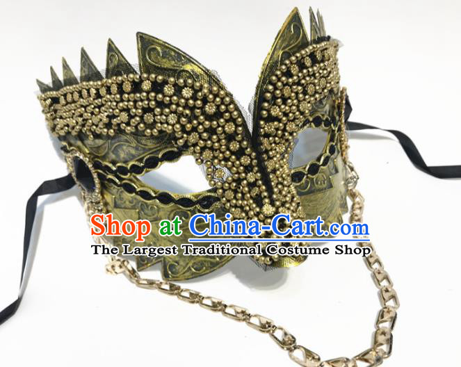 Top Halloween Cosplay Golden Masks Brazilian Carnival Catwalks Fancy Dress Ball Face Mask for Men