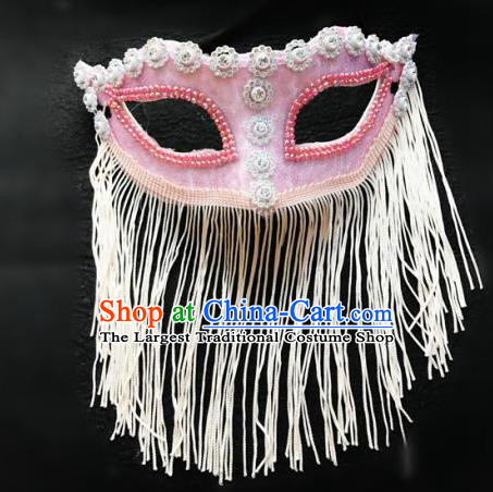 Top Fancy Dress Ball Tassel Pink Masks Brazilian Carnival Halloween Cosplay Face Mask for Women