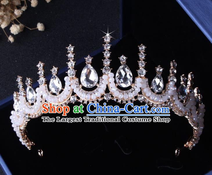 Top Grade Gothic Hair Accessories Catwalks Princess Crystal Beads Royal Crown for Women