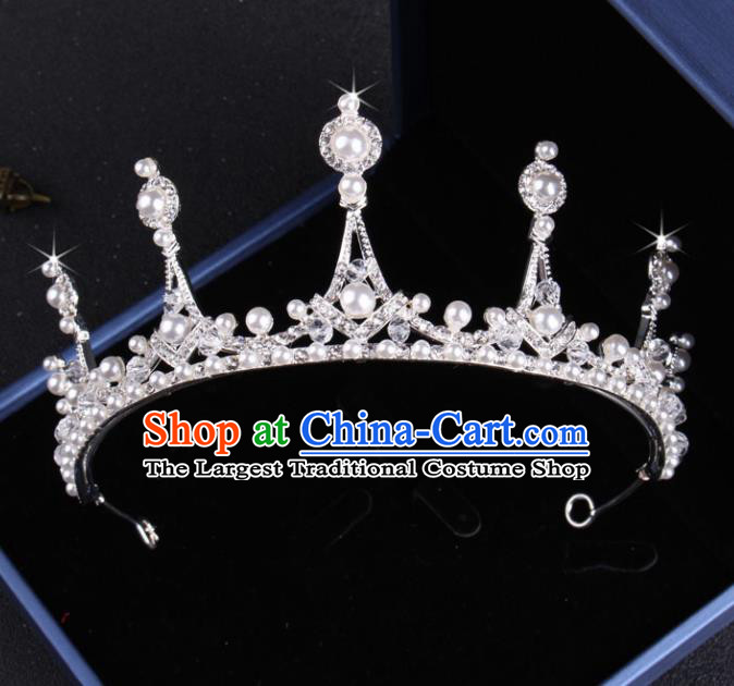 Top Grade Gothic Hair Accessories Catwalks Princess Pearls Royal Crown for Women