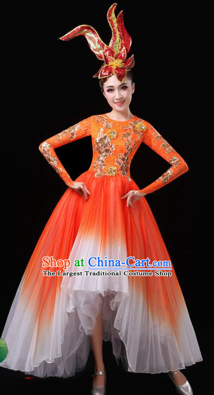 Top Grade Stage Show Costumes Modern Dance Chorus Red Dress for Women