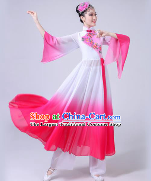 Chinese Classical Dance Costumes Traditional Chorus Group Dance Umbrella Dance Pink Dress for Women