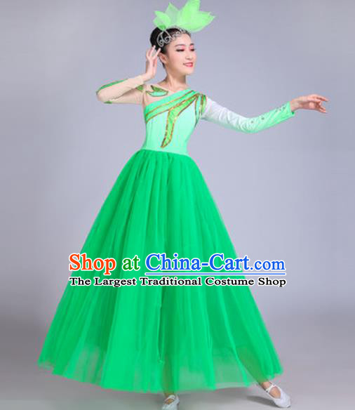 Professional Modern Dance Opening Dance Green Dress Stage Show Chorus Group Dance Costumes for Women