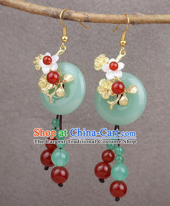 Chinese Yunnan National Classical Jade Earrings Traditional Ear Jewelry Accessories for Women