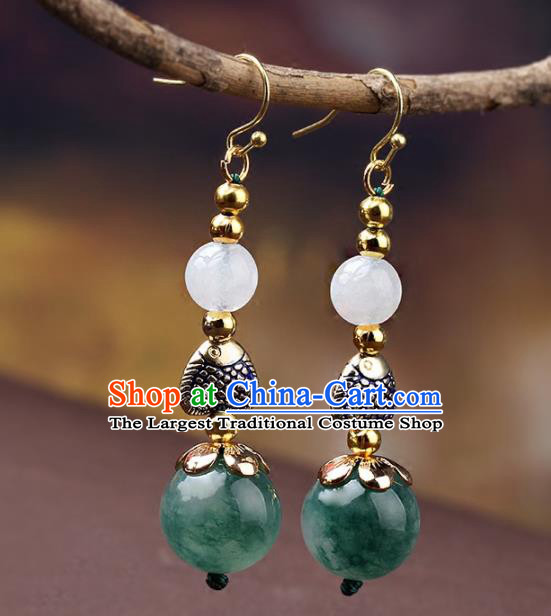 Chinese Yunnan National Classical Earrings Traditional Agate Ear Jewelry Accessories for Women