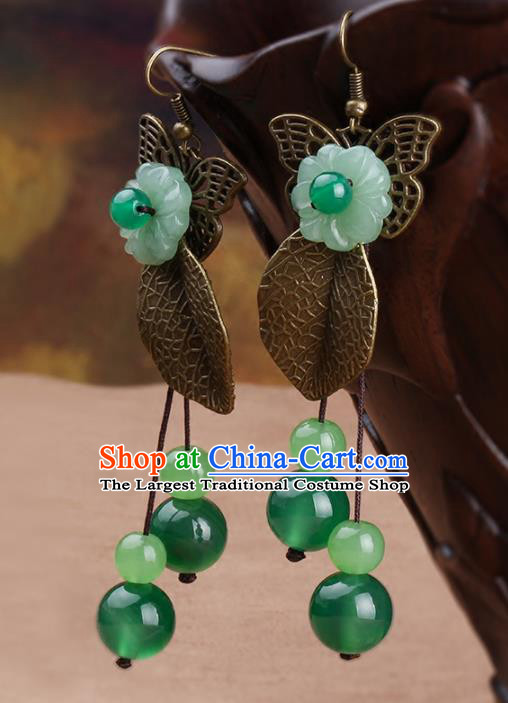 Chinese Yunnan National Classical Earrings Traditional Hanfu Ear Jewelry Accessories for Women