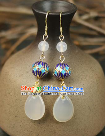 Chinese Handmade Blueing Earrings Traditional Classical Hanfu Ear Jewelry Accessories for Women