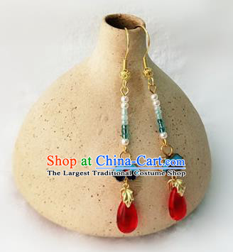 Chinese Ancient Handmade Tassel Earrings Traditional Classical Hanfu Ear Jewelry Accessories for Women