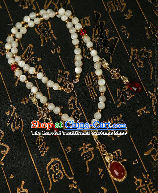 Chinese Traditional Hanfu Agate Tassel Necklace Traditional Classical Jewelry Accessories for Women