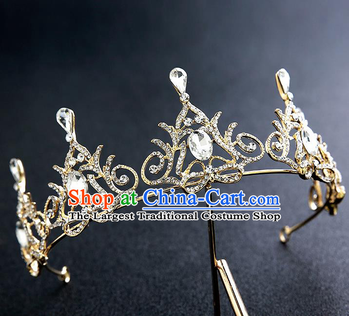 Top Grade Handmade Crystal Royal Crown Hair Accessories Baroque Princess Hair Clasp for Women