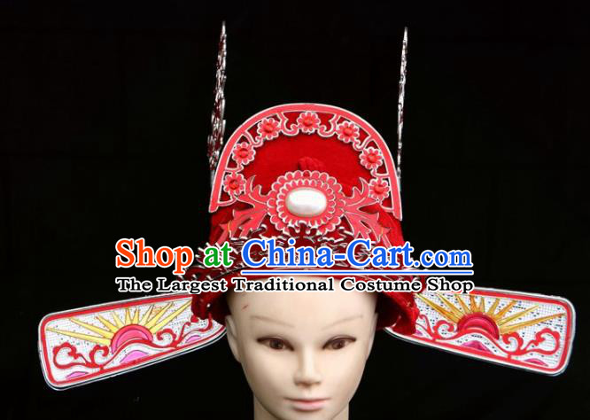 Traditional Chinese Beijing Opera Bridegroom Hair Accessories Peking Opera Niche Red Hat for Men