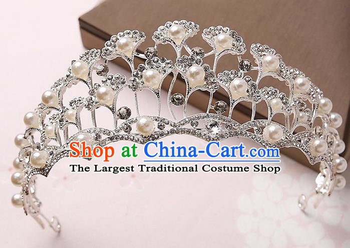 Handmade Baroque Ginkgo Leaf Royal Crown Hair Accessories Princess Hair Clasp for Women