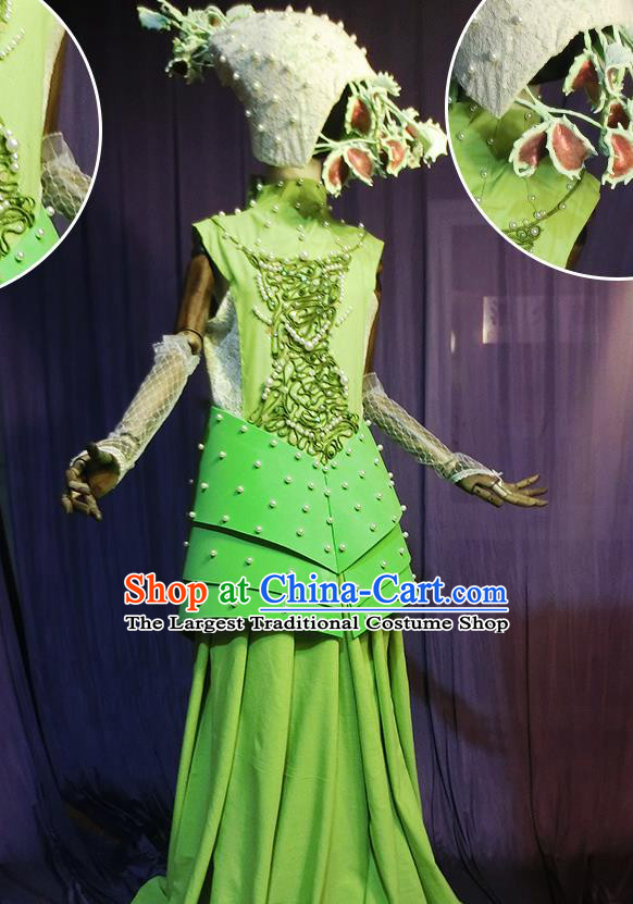 Halloween Cosplay Stage Show Costumes Brazilian Carnival Parade Green Dress for Women