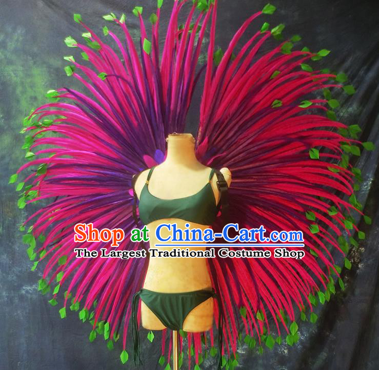 Halloween Cosplay Stage Show Props Accessories Brazilian Carnival Parade Rosy Feather Wings for Women