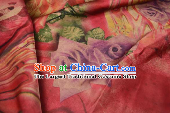 Asian Chinese Traditional Pattern Silk Design Brocade Fabric Chinese Red Gambiered Guangdong Gauze Material