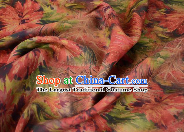 Asian Gambiered Guangdong Gauze Material Chinese Traditional Flowers Pattern Silk Design Brocade Fabric