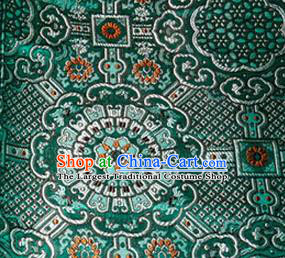 Asian Chinese Tang Suit Material Traditional Pattern Design Deep Green Brocade Silk Fabric