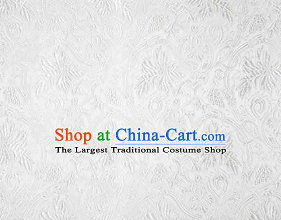 Asian Chinese Tang Suit Satin Material Traditional Grape Pattern Design White Brocade Silk Fabric