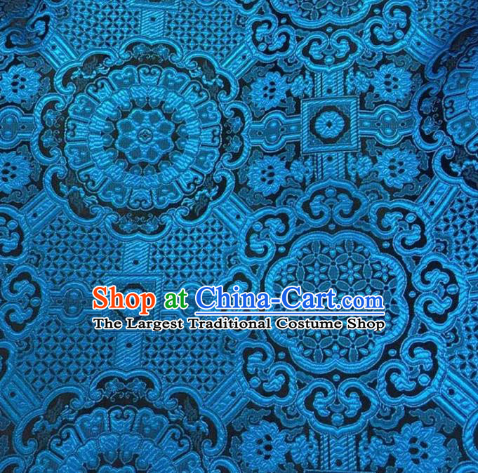 Asian Chinese Tang Suit Material Traditional Pattern Design Navy Brocade Silk Fabric