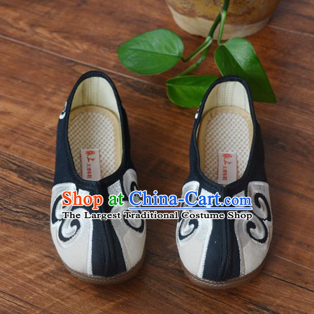 Chinese Traditional Shoes Ancient Monk Shoes Black Cloth Shoes for Men