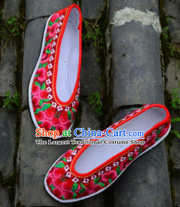 Chinese Traditional Hanfu Red Shoes Ancient Princess Shoes Embroidered Shoes for Women