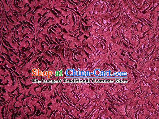 Asian Chinese Tang Suit Silk Fabric Purplish Red Brocade Material Traditional Palace Pattern Design Satin