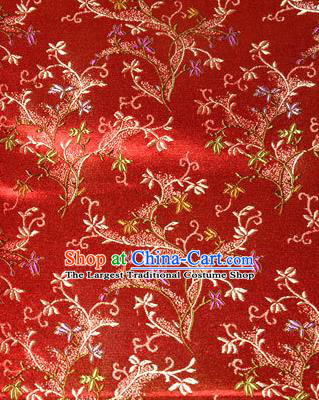 Asian Chinese Tang Suit Brocade Red Silk Fabric Traditional Royal Pattern Design Satin Material