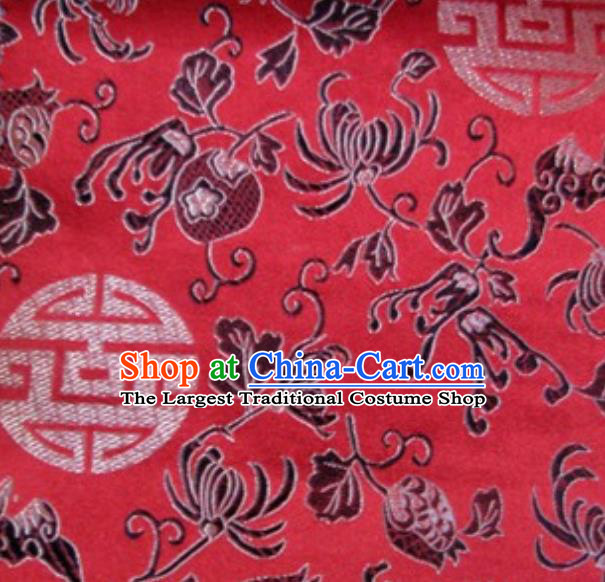 Asian Traditional Royal Pattern Design Red Satin Material Chinese Tang Suit Brocade Silk Fabric