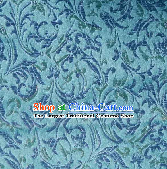 Asian Traditional Royal Pattern Design Blue Satin Material Chinese Tang Suit Brocade Silk Fabric