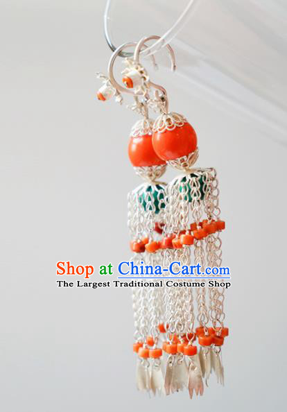 Traditional Chinese Zang Nationality Tassel Earrings Ethnic Tibetan Ear Accessories for Women