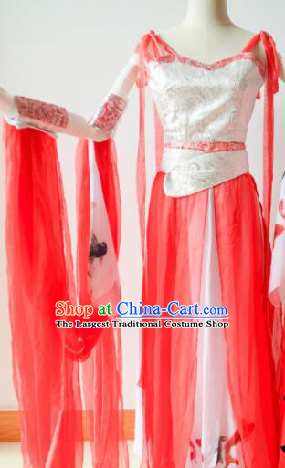 Traditional Chinese Han Dynasty Aristocratic Lady Costumes Ancient Cosplay Swordswoman Red Hanfu Dress for Women