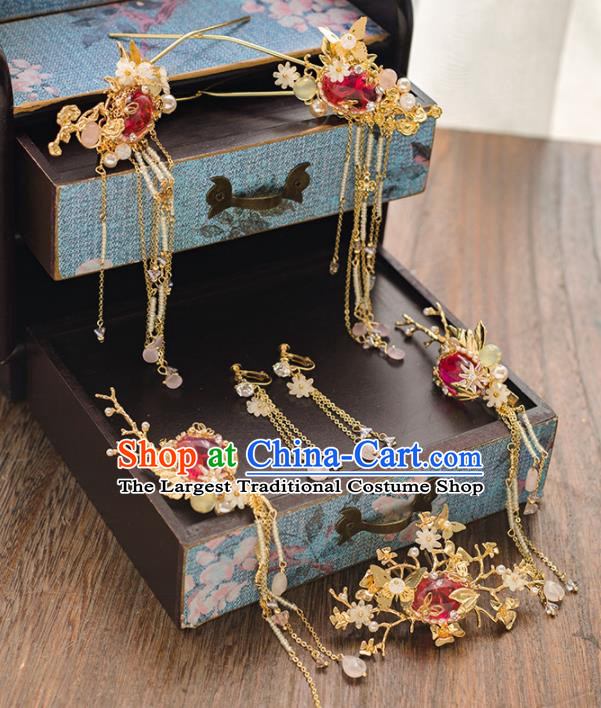 Chinese Ancient Bride Crystal Hair Clips Wedding Hair Accessories Hairpins Headwear for Women