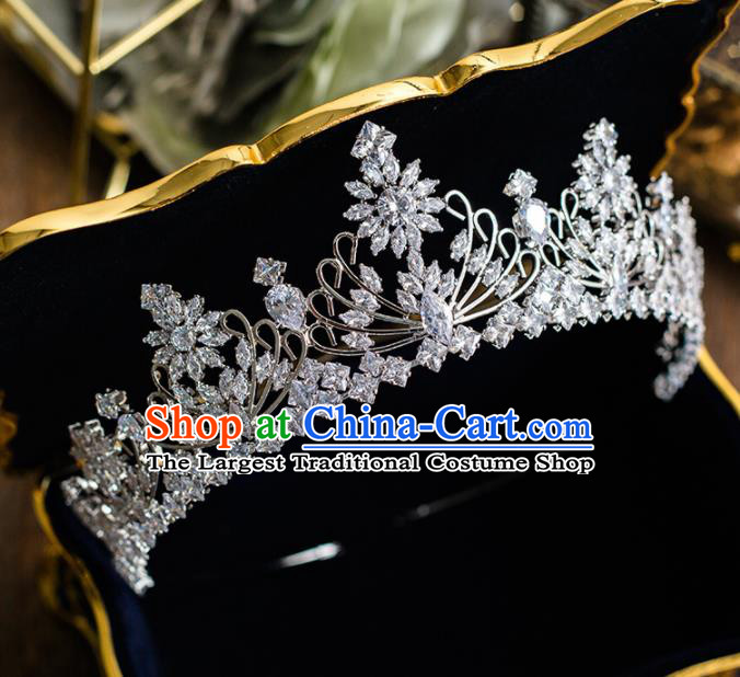 Top Grade Handmade Wedding Bride Hair Accessories Princess Zircon Royal Crown Headwear for Women