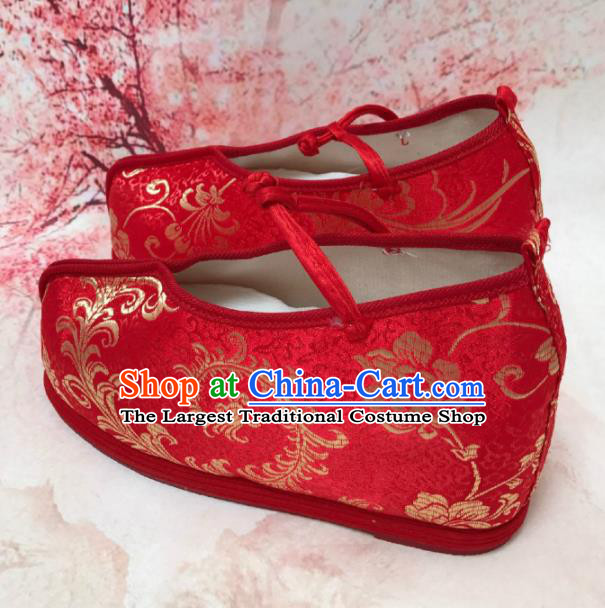 Traditional Chinese Shoes Wedding Shoes Ancient Princess Shoes Blood Stained Shoes Red Embroidered Shoes for Women