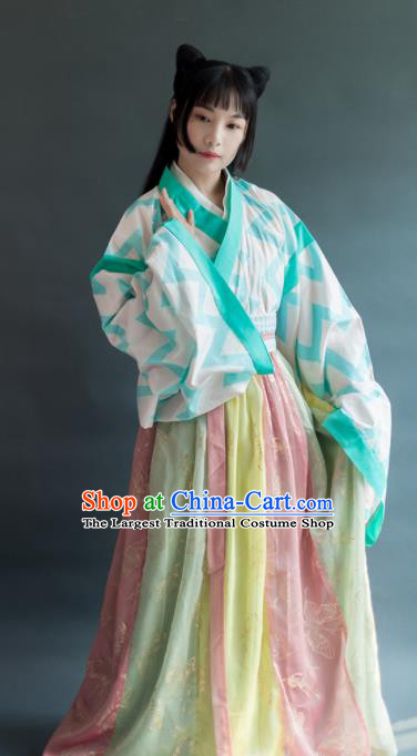 Chinese Traditional Jin Dynasty Female Historical Costumes Ancient Palace Princess Hanfu Dress for Women