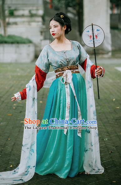 Chinese Tang Dynasty Palace Lady Historical Costumes Ancient Traditional Court Maid Hanfu Dress for Women