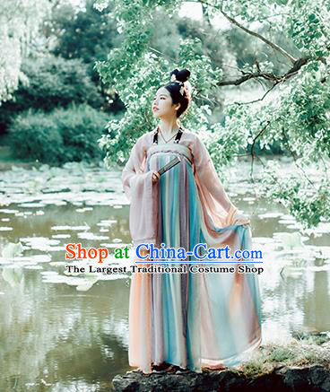 Chinese Traditional Tang Dynasty Historical Costumes Ancient Palace Princess Court Maid Hanfu Dress for Women