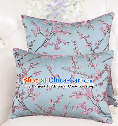 Chinese Classical Household Ornament Blue Brocade Back Cushion Traditional Handmade Waist Pillow