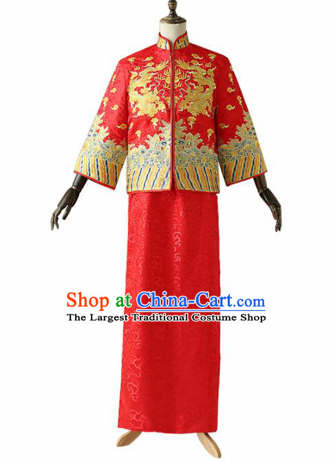 Chinese Traditional Wedding Red Gown Ancient Bridegroom Embroidered Costumes for Men