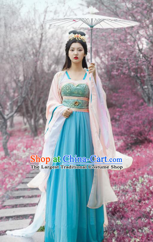 Traditional Chinese Ancient Drama Moon Goddess Costumes Tang Dynasty Princess Hanfu Dress for Women